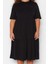 Moda Stil Relaxed Bisiklet Yaka Midi Boy Büyük Beden Volanlı %100 Pamuk Örme Elbise 2