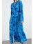 Moda Stil Regular Gömlek Yaka Midi Boy Kemerli Geometrik Desenli Dokuma Gömlek Elbise 1