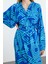 Moda Stil Regular Gömlek Yaka Midi Boy Kemerli Geometrik Desenli Dokuma Gömlek Elbise 4