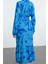 Moda Stil Regular Gömlek Yaka Midi Boy Kemerli Geometrik Desenli Dokuma Gömlek Elbise 5