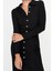 Moda Stil Slim Gömlek Yaka Midi Boy Vücuda Oturan Polo Yaka Fitilli Düğmeli Esnek Örme Elbise 2