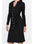 Moda Stil Slim Gömlek Yaka Midi Boy Vücuda Oturan Polo Yaka Fitilli Düğmeli Esnek Örme Elbise 4