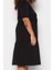 Moda Stil Relaxed Bisiklet Yaka Midi Boy Büyük Beden Volanlı %100 Pamuk Örme Elbise 4