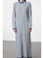 Moda Stil Fitted Bisiklet Yaka Maxi Boy Tesettür Taş Çizgili Uzun Triko Elbise 4