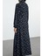 Moda Stil Regular Bebe Yaka Uzun Tesettür Çiçekli Dokuma Gömlek Elbise 5