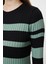 Moda Stil Fitted Bisiklet Yaka Maxi Boy Tesettür Siyah Renk Bloklu Fitilli Örgü Triko Elbise 2