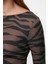 Moda Stil Slim Bisiklet Yaka Maxi Boy Zebra Baskılı Fitted Vücuda Oturan Esnek Örme Elbise 4