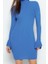 Moda Stil Slim Dik Yaka Mini Boy Triko Basic Elbise 4