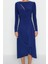 Moda Stil Fitted Bisiklet Yaka Midi Boy Vücuda Oturan Cut Out Pencere Detaylı Şık Abiye Elbise 3