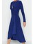 Moda Stil Fitted Bisiklet Yaka Midi Boy Vücuda Oturan Cut Out Pencere Detaylı Şık Abiye Elbise 4