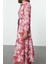 Moda Stil Regular Gömlek Yaka Maxi Boy Tesettür Kuşaklı Çiçekli Dokuma Elbise 4