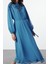 Moda Stil Regular Dik Yaka Maxi Boy Tesettür Nakışlı Dokuma Elbise 1