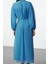 Moda Stil Regular Dik Yaka Maxi Boy Tesettür Nakışlı Dokuma Elbise 5