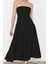 Moda Stil Fitted Straplez Midi Boy A-Kesim Dokuma Şık Abiye Elbise 1