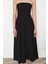 Moda Stil Fitted Straplez Midi Boy A-Kesim Dokuma Şık Abiye Elbise 3