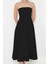 Moda Stil Fitted Straplez Midi Boy A-Kesim Dokuma Şık Abiye Elbise 4