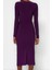 Moda Stil Slim V Yaka Midi Boy Drapeli Fitted Vücuda Oturan Esnek Örme Elbise 2