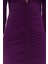 Moda Stil Slim V Yaka Midi Boy Drapeli Fitted Vücuda Oturan Esnek Örme Elbise 4