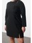Moda Stil Fitted Bisiklet Yaka Mini Boy Büyük Beden Kadın Fiyonk Kurdeleli Dokuma Büyük Beden Elbise 4