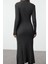 Moda Stil Fitted Polo Yaka Maxi Boy Tesettür Ribana Triko Elbise 5