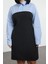 Moda Fitted Gömlek Yaka Mini Boy Büyük Beden Siyah Bodycone Straplez Dokuma Gömlek Elbise 3