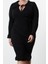 Moda Stil Fitted Gömlek Yaka Midi Boy Büyük Beden Fitilli Kruvaze Triko Elbise 1