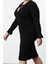 Moda Stil Fitted Gömlek Yaka Midi Boy Büyük Beden Fitilli Kruvaze Triko Elbise 4