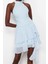 Moda Stil Fitted Halter Yaka Mini Boy A-Kesim Fıfırlı Dokuma Kısa Şık Abiye Elbise 2