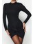 Moda Stil Fitted Dik Yaka Mini Boy Vücuda Oturan Parıltılı Simli Örme Kısa Şık Abiye Elbise 4