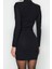 Moda Stil Fitted Dik Yaka Mini Boy Vücuda Oturan Parıltılı Simli Örme Kısa Şık Abiye Elbise 5