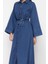 Moda Stil Regular Gömlek Yaka Maxi Boy Gömlek Denim Modest Elbise 1