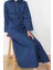 Moda Stil Regular Gömlek Yaka Maxi Boy Gömlek Denim Modest Elbise 2
