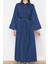 Moda Stil Regular Gömlek Yaka Maxi Boy Gömlek Denim Modest Elbise 3