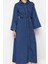 Moda Stil Regular Gömlek Yaka Maxi Boy Gömlek Denim Modest Elbise 4