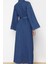 Moda Stil Regular Gömlek Yaka Maxi Boy Gömlek Denim Modest Elbise 5
