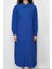 Moda Stil Regular Gömlek Yaka Maxi Boy Tesettür Düz Dokuma Gömlek Elbise 3