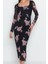 Moda Stil Slim Kare Yaka Midi Boy Tül Çiçekli Vücuda Oturan Esnek Örme Kalem Elbise 1