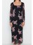 Moda Stil Slim Kare Yaka Midi Boy Tül Çiçekli Vücuda Oturan Esnek Örme Kalem Elbise 3