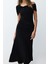 Moda Stil Fitted Asimetrik Yaka Midi Boy Örme Şık Abiye Elbise 2