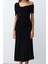 Moda Stil Fitted Asimetrik Yaka Midi Boy Örme Şık Abiye Elbise 3