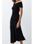Moda Stil Fitted Asimetrik Yaka Midi Boy Örme Şık Abiye Elbise 4