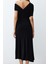 Moda Stil Fitted Asimetrik Yaka Midi Boy Örme Şık Abiye Elbise 5