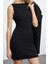 Moda Stil Regular Bisiklet Yaka Mini Boy A Kesim Dokuma Elbise 4