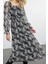 Moda Stil Regular Kare Yaka Maxi Boy Çiçek Desenli Skater Belden Açılan Dokuma Şifon Astarlı Elbise 1