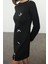 Moda Stil Slim Bisiklet Yaka Mini Boy Düz Fiyonk Detaylı Bodycone Vücuda Oturan Esnek Örme Elbise 1