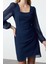 Moda Stil Regular Kare Yaka Mini Boy A Kesim Astarlı Dokuma Elbise 4