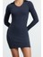 Moda Stil Slim Polo Yaka Mini Boy Vücuda Oturan Fitilli Esnek Örme Elbise 1