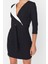 Moda Stil Regular Ceket Yaka Mini Boy Kemerli Kruvaze Yaka Dokuma Elbise 4
