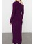Moda Stil Fitted Asimetrik Yaka Maxi Boy Düz Detaylı Vücuda Oturan Esnek Örme Elbise 5