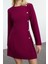 Moda Stil Regular Bisiklet Yaka Mini Boy Fitted Vücuda Oturan Düğme Detaylı Dokuma Elbise 4